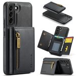 Per Samsung Galaxy S22+ DG.MING Serie M5 Custodia per telefono in pelle rimovibile con cerniera RFID multi card (Nero)