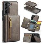 Per Samsung Galaxy S22+ DG.MING Serie M5 Custodia per telefono in pelle staccabile con cerniera multipla RFID (caffè)
