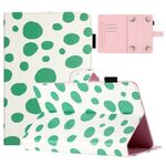 Custodia per tablet in pelle con motivo a pois da 8 pollici (punto bianco verde)