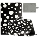 Custodia per tablet in pelle con motivo a pois da 8 pollici (punto bianco nero)