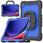 Per Samsung Galaxy Tab A9+ Custodia per tablet PC idrica in silicone con tracolla (PC blu scuro)