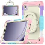 Per Samsung Galaxy Tab A9 Custodia per tablet PC idrica in silicone con tracolla (rosa colorato)