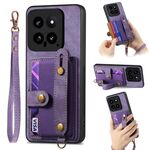 Per Xiaomi 14 Custodia per telefono con retro in pelle a portafoglio con cinturino incrociato retrò (viola)
