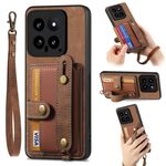 Per Xiaomi 14 Custodia per telefono con retro in pelle a portafoglio con cinturino incrociato retrò (marrone)
