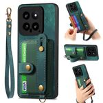 Per Xiaomi 14 Custodia per telefono con retro in pelle a portafoglio con cinturino incrociato retrò (verde)