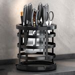 Home Addensare Coltello Organizzatore Cilindro per bacchette Drenaggio della cucina Mensola da appoggio, Specifica: Fisso (Nero)