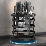 Home Addensare Coltello Organizzatore Cilindro per bacchette Drenaggio della cucina Mensola da appoggio, Specifica: Rotante (Nero)
