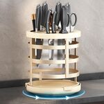 Home Addensare Coltello Organizzatore Cilindro per bacchette Drenaggio della cucina Mensola da appoggio, Specifica: Rotante (Cremoso)