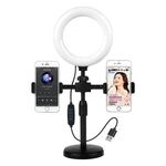 Supporto per streaming live per telefono cellulare con piastra rotonda a doppia posizione della macchina Supporto portatile per selfie con luce di riempimento da 6 pollici