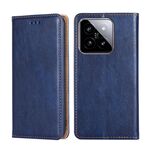 Per Xiaomi 14 Custodia per telefono in pelle magnetica tinta unita olio lucido (blu)