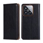 Custodia per telefono in pelle magnetica tinta unita per Xiaomi 14 Pro Gloss Oil (nera)