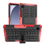 Per Samsung Galaxy Tab A9 Custodia in TPU con texture per pneumatici + custodia per tablet PC con supporto (rosso)