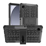 Per Samsung Galaxy Tab A9 Custodia in TPU con texture per pneumatici + custodia per tablet PC con supporto (nero)