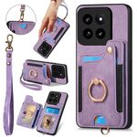 Per Xiaomi 14 Pro Custodia per telefono a portafoglio multi-card RFID con anello retro skin-feel (viola)