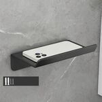 Portarotolo da bagno in acciaio inossidabile, ripiano per cellulare, senza perforazione, stile: porta cellulare (nero)