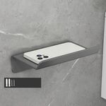 Portarotolo da bagno in acciaio inossidabile, ripiano per cellulare, senza perforazione, stile: porta cellulare (grigio)