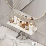 Scaffale per rubinetto, bagno di casa, scaffale per trucco, senza foro, lunghezza: 40 cm (bianco)