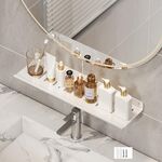 Scaffale per rubinetto, bagno di casa, scaffale per trucco, senza foro, lunghezza: 50 cm (bianco)