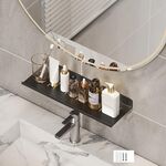 Scaffale per rubinetto, bagno di casa, scaffale per trucco, senza foro, lunghezza: 40 cm (nero)