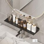 Scaffale per rubinetto, bagno di casa, scaffale per trucco, senza foro, lunghezza: 50 cm (nero)