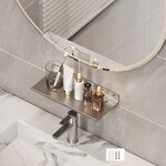 Scaffale per rubinetto, bagno di casa, scaffale per trucco, senza foro, lunghezza: 30 cm (grigio)