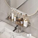Scaffale per rubinetto, bagno di casa, scaffale per trucco, senza foro, lunghezza: 40 cm (grigio)
