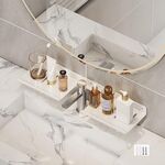 Scaffale per rubinetto, bagno di casa, scaffale per trucco, senza foro, lunghezza: 50 cm, a forma di U (bianco)