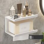 Scaffale da bagno 2 in 1 senza perforazione, portasciugamani di carta per la casa, telefono cellulare, portaoggetti per articoli da toeletta (bianco)