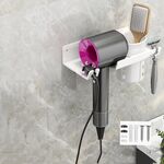 Porta-asciugacapelli da bagno, portasapone da parete, portaoggetti da toeletta, stile: con tazza (bianco)
