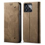 Per Xiaomi Redmi K70/K70 Pro Custodia in pelle con chiusura orizzontale stile casual con texture denim (cachi)
