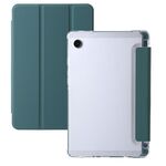 Custodia per tablet in pelle acrilica trasparente 3 volte per Samsung Galaxy Tab A9 (verde scuro)