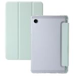 Custodia per tablet in pelle acrilica trasparente 3 pieghe per Samsung Galaxy Tab A9+ (verde)