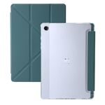 Per Samsung Galaxy Tab A9+ Custodia per tablet in pelle con deformazione acrilica trasparente (verde intenso)