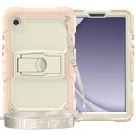 Custodia per tablet PC idrica in silicone per Samsung Galaxy Tab A9 con tracolla e supporto (oro rosa)