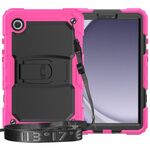Custodia per tablet PC idrica in silicone per Samsung Galaxy Tab A9 con tracolla e supporto (rosa rosso)