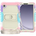 Custodia per tablet PC idrica in silicone per Samsung Galaxy Tab A9 con tracolla e supporto (rosa colorato)
