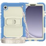 Custodia per tablet PC idrica in silicone per Samsung Galaxy Tab A9 con tracolla e supporto (beige ciano blu)