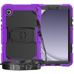 Custodia per tablet PC idrica in silicone per Samsung Galaxy Tab A9 con tracolla e supporto (viola)