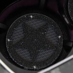 Sottobicchiere decorativo antiscivolo per auto con stella a cinque punte tempestata di diamanti (nero)
