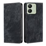 Per Xiaomi Redmi 13C Custodia per telefono in pelle magnetica con spazzola antifurto RFID (nera)