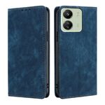 Per Xiaomi Redmi 13C Custodia per telefono in pelle magnetica con spazzola antifurto RFID (blu)