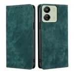 Per Xiaomi Redmi 13C Custodia per telefono in pelle magnetica con spazzola antifurto RFID (verde)