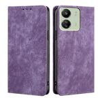 Per Xiaomi Redmi 13C Custodia per telefono in pelle magnetica con spazzola antifurto RFID (viola)