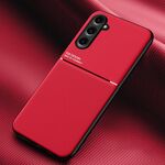 Per Samsung Galaxy S23 FE 5G Classic Tilt Strip Grain Magnetico Antiurto PC + Custodia per telefono in TPU (Rosso)