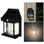 Lampada da parete solare per esterni al tungsteno, 3 modalità, con rilevamento del corpo, luce notturna impermeabile per villa da giardino, specifiche: nero normale