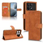 Per Xiaomi Redmi K70 / K70 Pro Custodia per telefono in pelle con vibrazione magnetica Skin Feel (marrone)