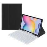 Per Samsung Galaxy Tab S9 FE+ Custodia in pelle con tastiera Bluetooth con cappuccio quadrato e slot per penna (nero)