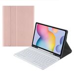 Per Samsung Galaxy Tab S9 FE+ Custodia in pelle con tastiera Bluetooth con cappuccio quadrato e slot per penna (oro rosa)