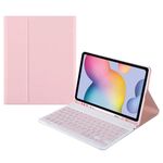 Per Samsung Galaxy Tab S9 FE+ Custodia in pelle con tastiera Bluetooth con cappuccio quadrato e slot per penna (rosa)