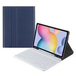 Per Samsung Galaxy Tab S9 FE+ Custodia in pelle con tastiera Bluetooth con cappuccio quadrato e slot per penna (azzurro)